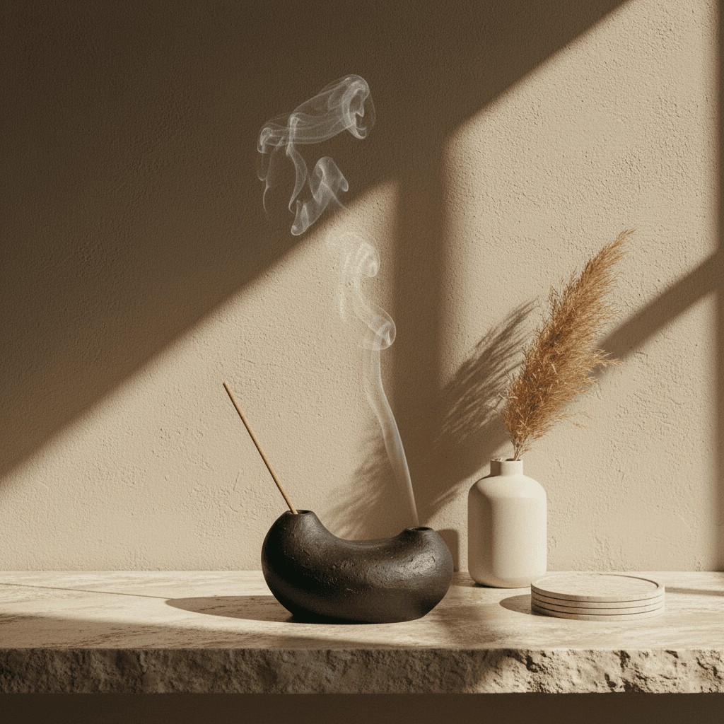 Porte-Encens Argile — styled in an interior