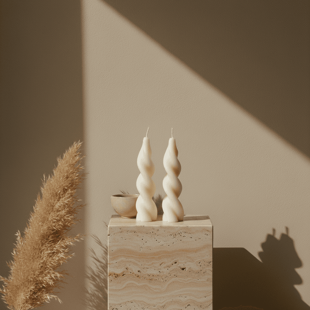 Duo de Bougies Torsadées — styled in an interior